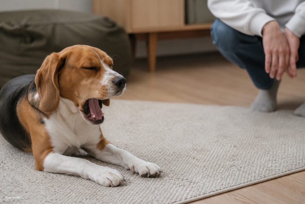 Hund gähnt