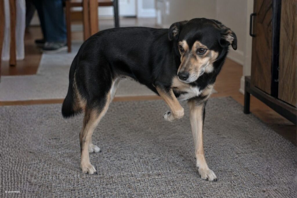 Hund hebt die Pfote