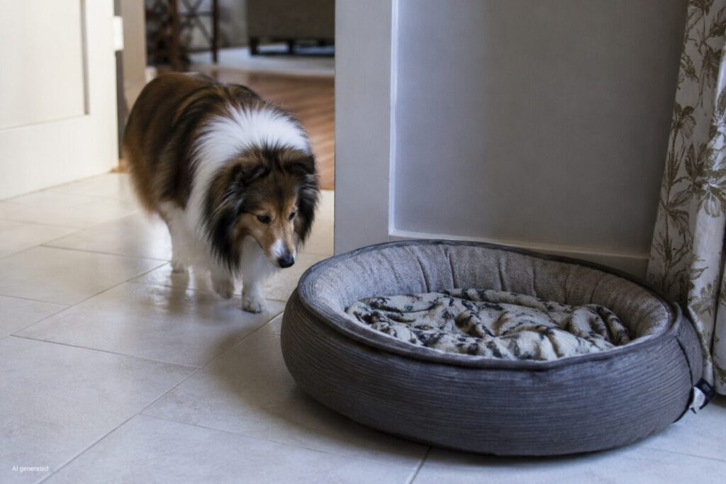 Hund zieht sich zurück